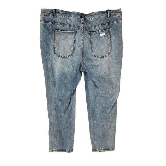 Eloquii 18G Classic Fit Stretch Denim Mom Jeans Light Wash Distressed Gena Crop - Picture 2 of 6